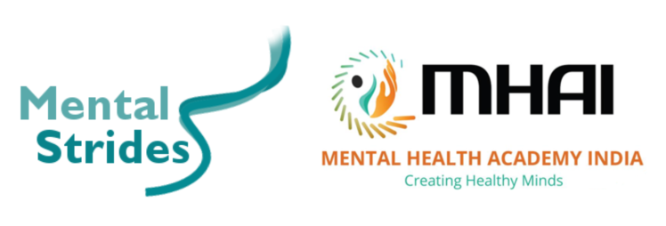 Mental Strides and Mental Health Academy India coloured logos, in recongition of their international partnership.