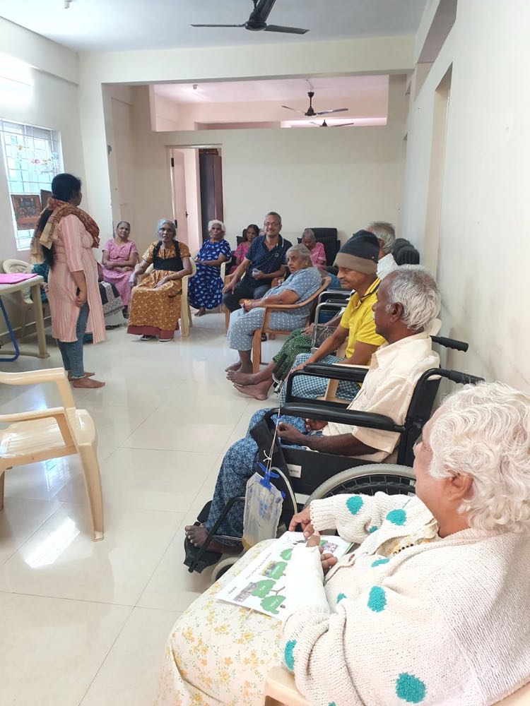 A Holistic Health trainer delivers training to aged care participants in India.
